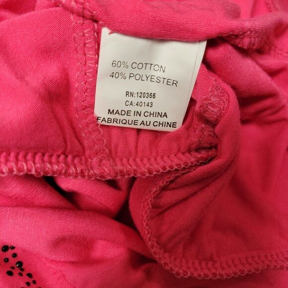 FUCHSIA Pink Elastic Waist Cotton Poly Capri Pants with Sequin Accents L/XL - Picture 9 of 9